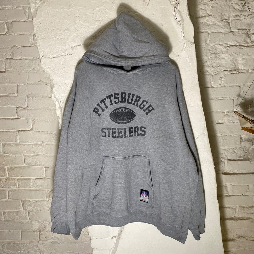 Reebok On Field‎ NFL Pittsburgh Steelers Hoodie Mens 2XL Gray 2000s